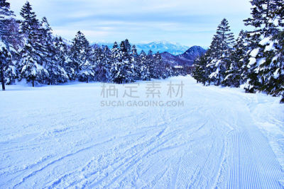 滑雪坡,天空,山之内町,里山,度假胜地,休闲活动,水平画幅,山,雪,长野县