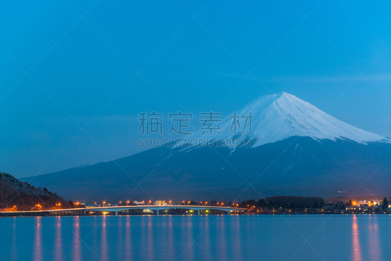 山,富士山,河口湖,在上面,水,天空,里山,度假胜地,水平画幅,雪