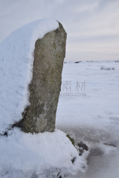 冬天,bodmin moor,石材,白色,寒冷,考古学,垂直画幅,石圈,图像,雪