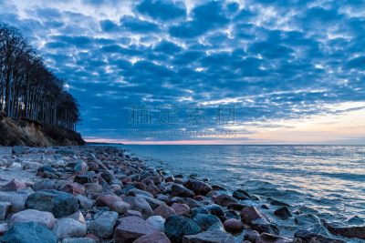 石头,波罗的海,水,天空,暴风雨,水平画幅,无人,户外,云景,海滩