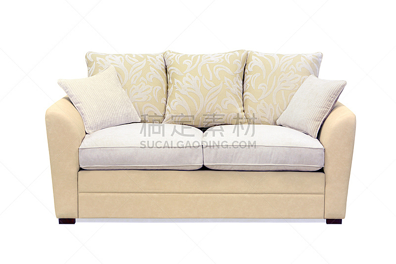 沙发,米色,式样,水平画幅,纺织品,无人,时尚,白色背景,背景分离,家具