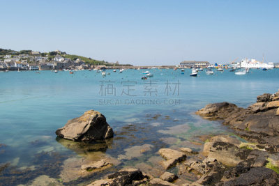 海港,利岛,英国,城镇,天空,康沃尔,水平画幅,无人,船,海洋
