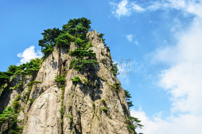 黄山山脉,华山,安徽省,陕西省,天空,公园,水平画幅,高视角,山,东亚