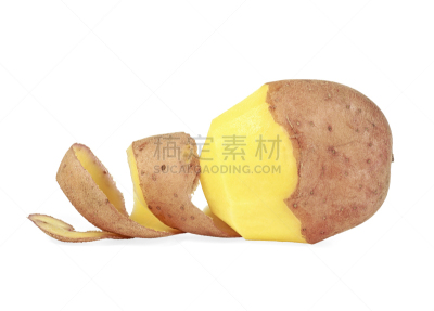 去皮的,生食,果皮,白色背景,马铃薯,农业,素食,蔬菜,螺线,清新