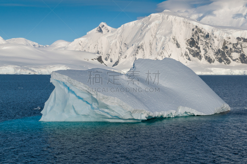 南极洲,天堂海湾,利马水道,天空,气候,水平画幅,雪,无人,户外,全球通讯