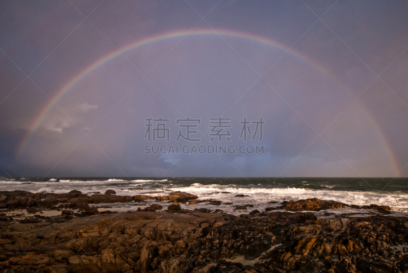 彩虹,早晨,海之角,水,水平画幅,无人,大西洋,开普敦,户外,海滩