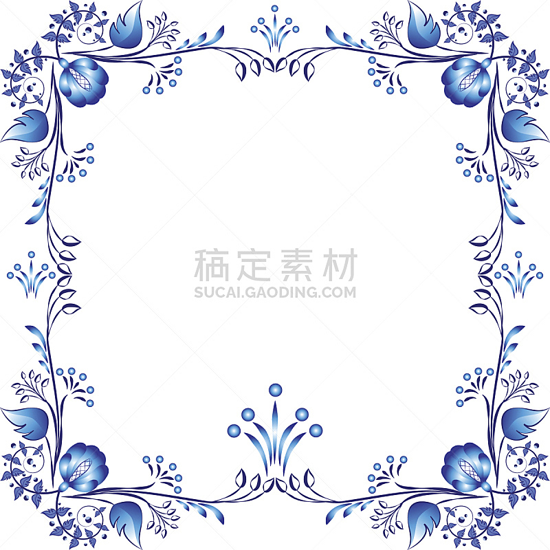 边框,俄罗斯,瓷器,中国,蓝色,方形画幅,华丽的,花,作画,设计