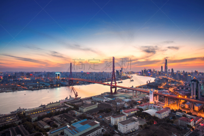 桥,上海,现代,航拍视角,杨浦大桥,高架道路,黄浦江,立交桥,夜生活,滨水