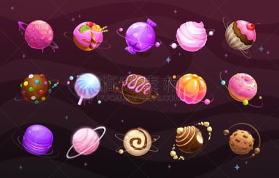 食品,甜食,行星,背景,太空,概念,地球形,可爱的,球体,棉花软糖