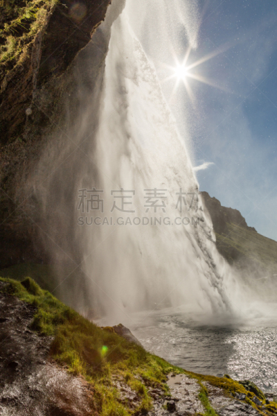 seljalandsfoss waterfall,垂直画幅,水,瀑布,无人,夏天,户外,石材,超自然,著名自然景观