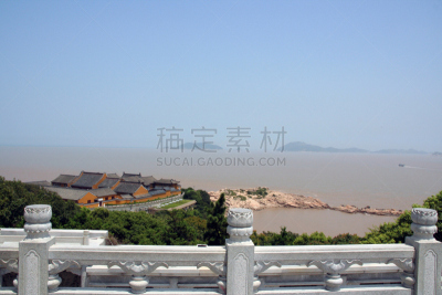 海洋,寺庙,都市风景,黄海,天空,美,水平画幅,地形