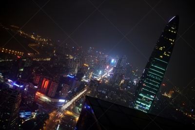 深圳京基100,深圳,都市风景,摩天大楼,广东省,水平画幅,高视角,夜晚,无人,巨大的