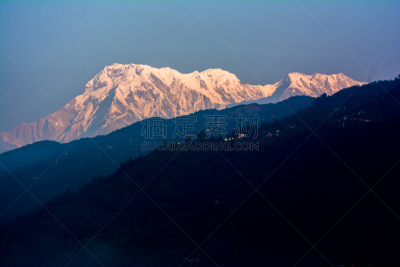 尼泊尔,博卡拉,山顶,安娜普娜山脉群峰,城市,看风景,环境,雪,沙林扣山,户外