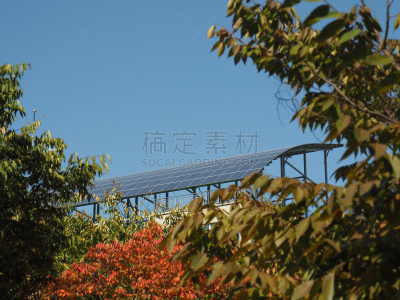 太阳能电池板,韩国,公寓,天空,水平画幅,能源,无人,光,居住区,现代