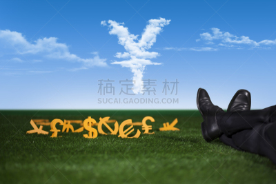男商人,台币,里拉符号,日元符号,英镑符号,累积赌注,天空,智慧,美元符号,电子商务