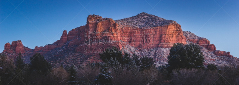 岩层,黎明,红岩石,全景,天空,美,灵性,水平画幅,雪,无人