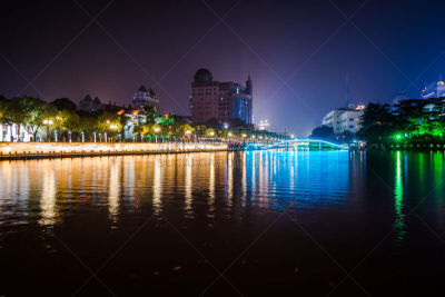 夜晚,城市,安全护栏,天空,江苏省,水平画幅,建筑,无人,城市天际线,户外