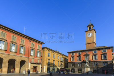 雷焦艾米利亚,广场,罗马涅大区,意大利,钟塔,古城,选择对焦,天空,水平画幅,户外