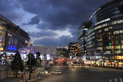 夜晚,初级,城市,博多站,乒乓球,女人,水平画幅,连栋房屋,仅日本人