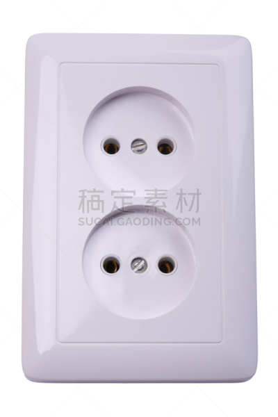 插座,垂直画幅,电插头,无人,两孔插座,白色背景,背景分离,居住区,现代,电子元件