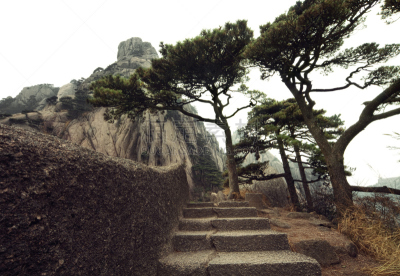 黄山山脉,华山,天空,水平画幅,无人,户外,高处,彩色图片