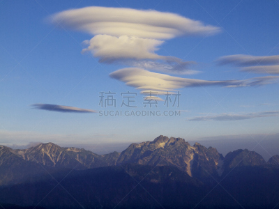 荚状云,自然,水平画幅,无人,日本阿尔卑斯山脉,日本,富山,户外,富山县,山