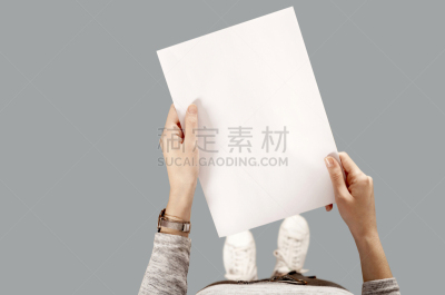 拿着,文档,手,女人,传媒,部分,背景分离,商业金融和工业