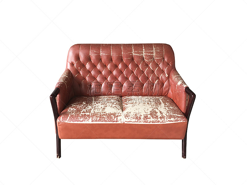 古老的,沙发,红色,彩色图片,古董,座位,水平画幅,无人,椅子,白色背景