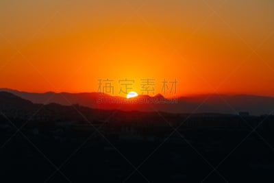 米哈斯,山,西班牙,暗色,福恩吉罗拉,天空,早晨,夏天,黎明,光