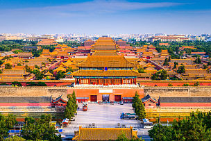故宫,景山公园,北京,禁止的,水平画幅,旅行者,户外,大门,国际著名景点,山