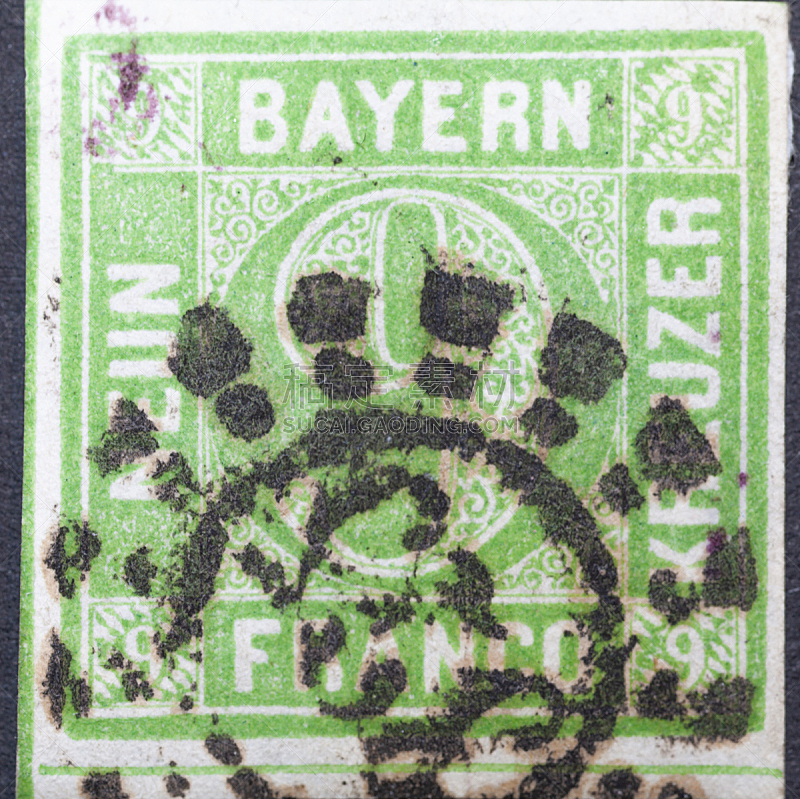 橡皮章,巴伐利亚,德国,古老的,邮戳,数字1,图像,邮件,提举,无人