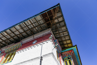 大特写,印度,寺庙,锡金,屋顶,香格里拉县,藏族,卫塞节,云南省,喜马拉雅山脉