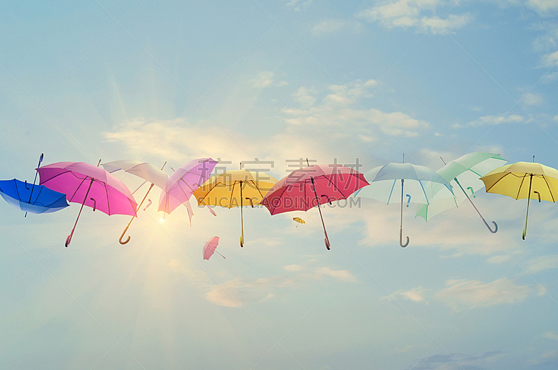 伞,天空,一排人,阳伞,轻轻浮起,保险,雨,两翼昆虫,想法,个性