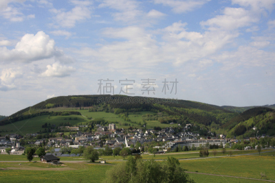 维林根,黑森州,高原,水平画幅,无人,户外,城市,山脉,山,森林
