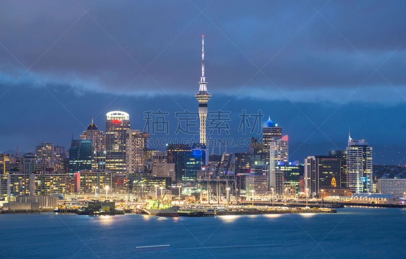 奥克兰,新西兰,夜晚,都市风景,看风景,德文波特,Waitemata Harbour,天空塔,天空,美