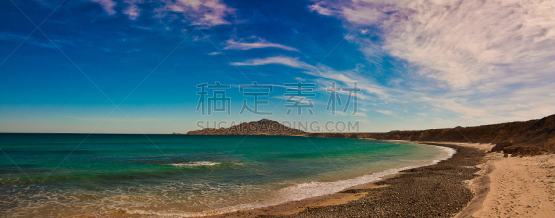 海滩,hernando cortez,下加利福尼亚半岛,布希曼族,电缆,水,天空,水平画幅,沙子,无人