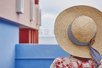 几何形状,红色,墙,洛杉矶,建筑业,女人,美术工艺,视点,一个人,现代