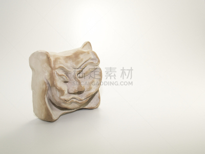 雕塑,儿童游戏陶土,白色背景,艺术,水平画幅,特写,人的眼睛,白色,弄皱的,人的脸部