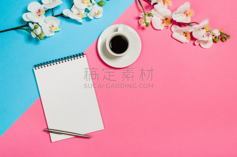 书桌,办公室,女人,创造力,平铺,排列整齐,柔和色,笔记本,水笔,博客