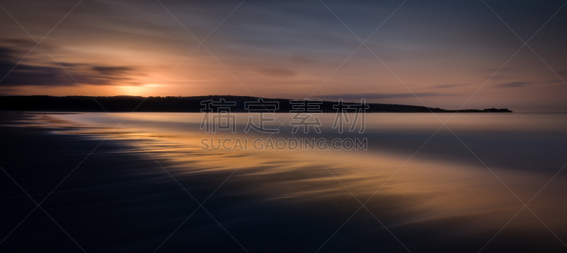 飘然,康沃尔,格温森,海景,沙子,超现实主义的,安静,曙暮光,云,黄昏