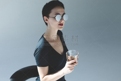 威士忌,女人,美,科涅克,留白,褐色,水平画幅,美人,含酒精饮料