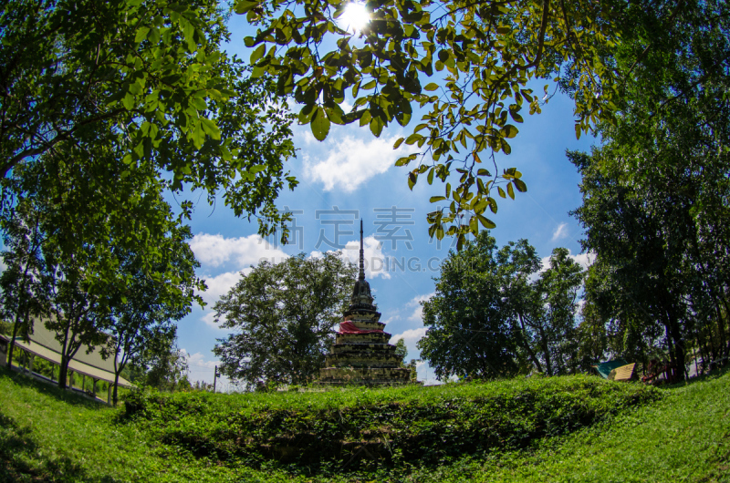 过去,宝塔,灵性,水平画幅,无人,犹太教会堂,户外,棕榈树,泰国,佛塔