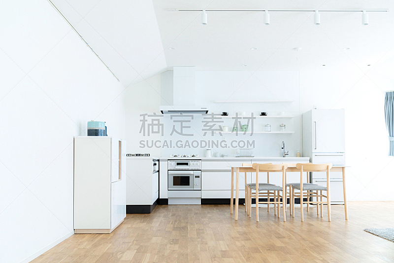厨房,极简构图,冰箱,华贵,舒服,地板,简单,炊具,洗碗机,椅子