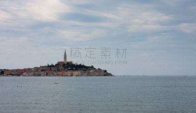 夏天,罗维尼,克罗地亚,白昼,古城,水,天空,客船,水平画幅