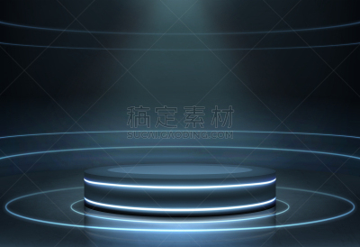 空的,矢量,指挥台,霓虹灯,圆形,三维图形,暗色,白色,蓝色,玻璃