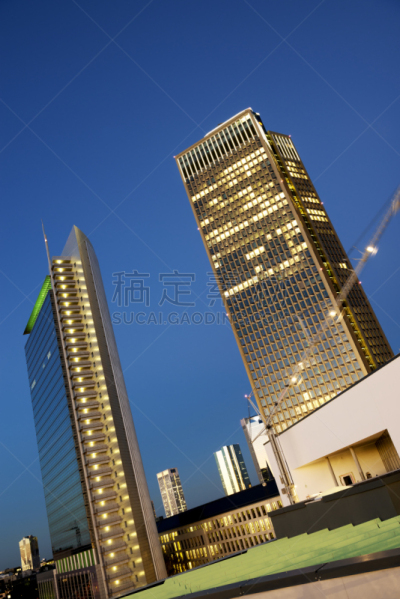 黄昏,法兰克福,商品交易会大厦,黑森州,垂直画幅,建筑,无人,城市天际线,户外,城市