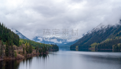 加拿大,湖,大不列颠哥伦比亚,寒冷,切卡穆斯河,云,雪,春天,小路,公元前