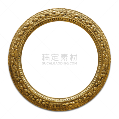 金色,剪贴路径,白色背景,边框,分离着色,镀金的,巴洛克风格,相框,镜子,圆形