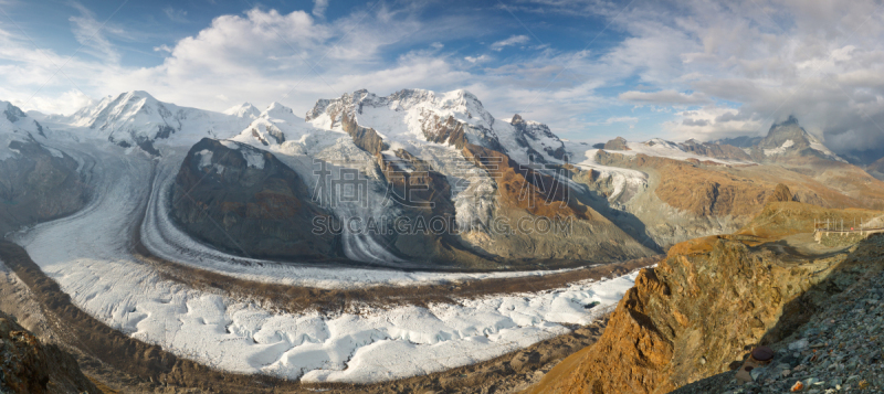 马特洪峰,gorner glacier,天空,戈尔内格拉特,水平画幅,无人,早晨,户外,云景,瑞士阿尔卑斯山