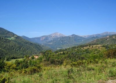 法国,夏天,南,山脉,全景,绿色,蓝色,宝丽丝山脉,植物群,非凡的